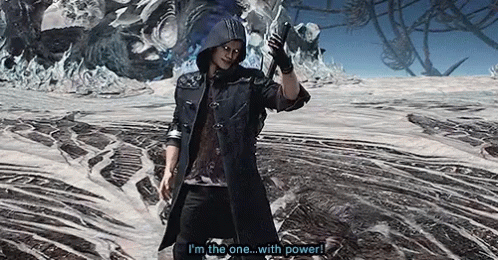 Black Coat Man with Hammer Says I'm the One With Power