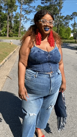 Black Curvy Woman In Jeans GIF