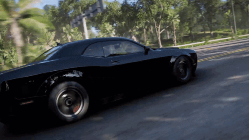 Black Dodge Challenger Driving