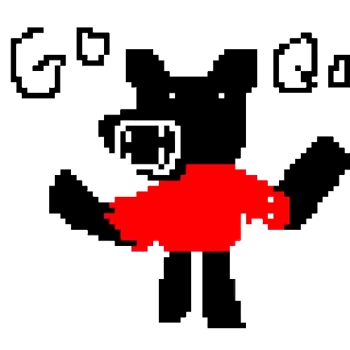 Black Dog Wearing Red Sweater Pixel Art