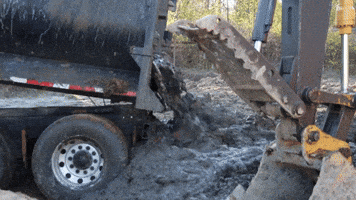 Black Dump Truck Loading Dirt GIF