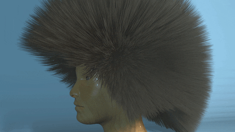 Black Fiber Mesh Hair Animation GIF