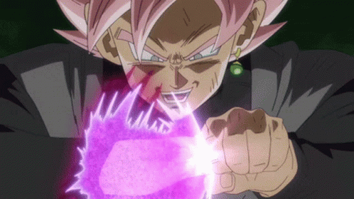 Black Goku Shocks Vegeta With Scythe GIF