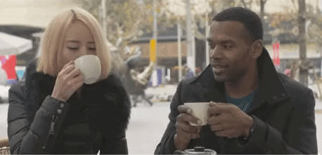 Black Guy Asian Girl Pick-up Line GIF