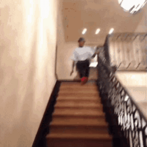 Black Guy Screaming Falling Down Stairs GIF
