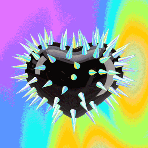 Black Heart Spin With Spikes GIF