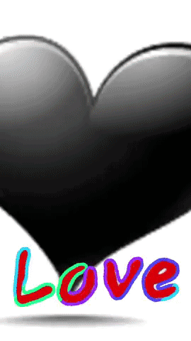 Black Heart With Love In Red And Blue GIF