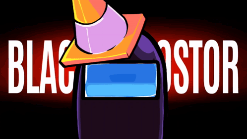 Black Imposter Wearing Traffic Cone Among Us GIF