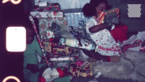 Black Kids Opening Gifts From Santa GIF