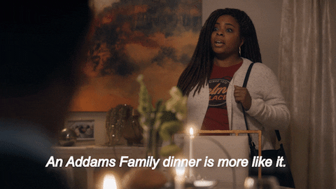 Black Lady Liked Dinner On Addams Family Thanksgiving GIF