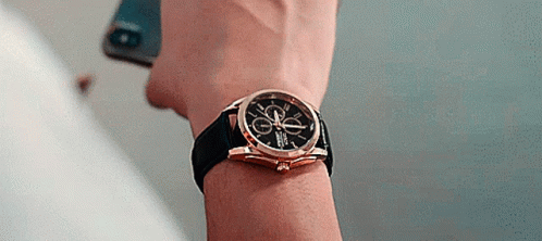 Black Leather Wrist Watch GIF