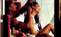 Black Love Couple Combing Hair GIF