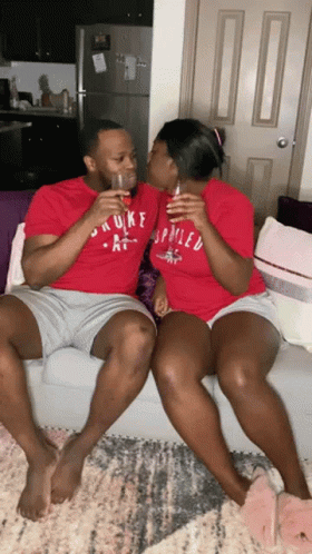 Black Love Couple Drinking Wine GIF