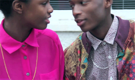Black Love Couple Smiling To Each Other GIF