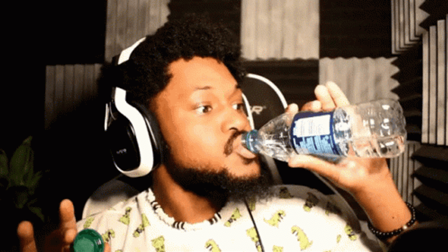 Black Man Drinking Water Happily GIF