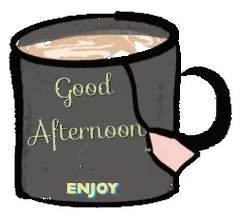 Black Mug With Good Afternoon Enjoy