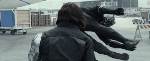 Black Panther Kicking Bucky GIF