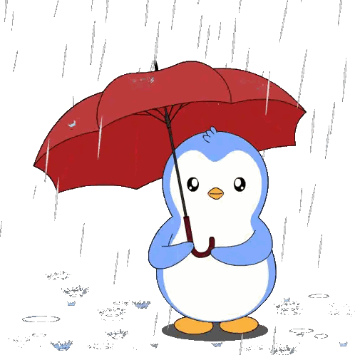 Black Penguin Holding Umbrella