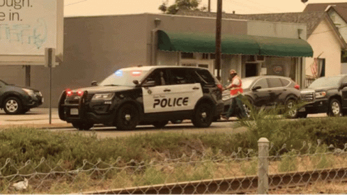 Black Police Car Red Blue Lights GIF