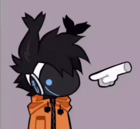 Black Protogen With Hand Pointing In Nose GIF