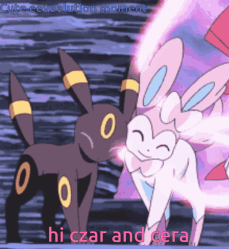 Black Rabbit And Pink Rabbit Saying Hi Czar And Cera GIF