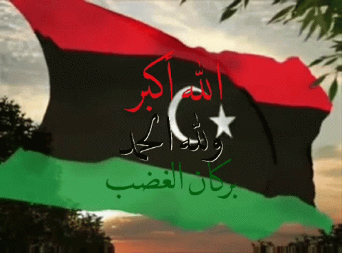 Black Red Green Flag with Arabic Writing