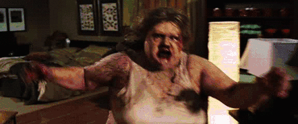 Black Rod Girl Fight Zombie GIF