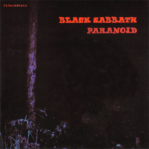 Black Sabbath Paranoid Album Cover Man Holding Sword And Shield GIF