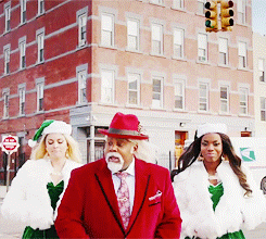 Black Santa And Two Elves Walking GIF