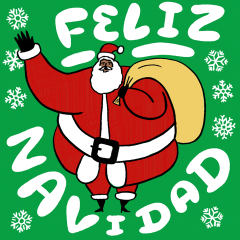 Black Santa Feliz Navidad Card GIF