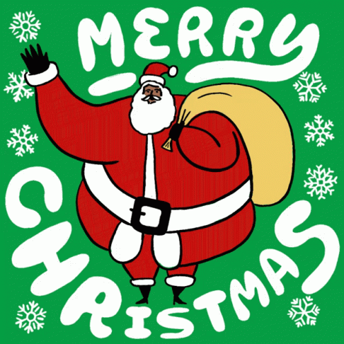 Black Santa Merry Christmas Card GIF
