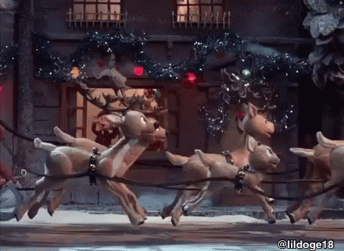 Black Santa Reindeer On A Sled GIF