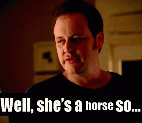 Black Shirt Man Well She's a Horse So
