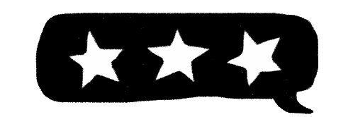 Black Speech Bubble With Yellow Stars
