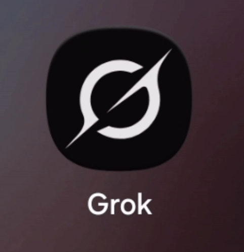 Black Square With White Circle Saying Grok GIF