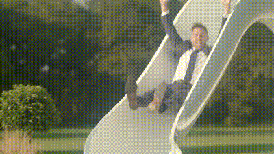 Black Suit Waterslide Splash GIF