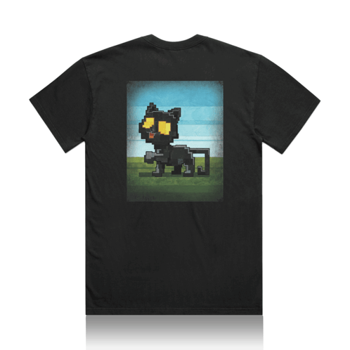 Black T-Shirt With Pixelated Cat