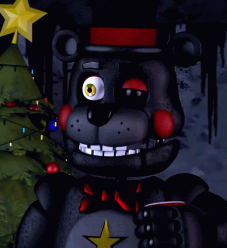 Black Teddy Bear In Red Hat With Yellow Star GIF