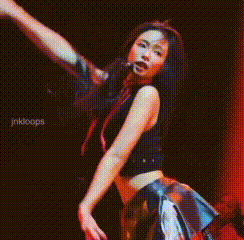 Black Top Blue Skirt Woman Dancing Red Stage Jnkioops