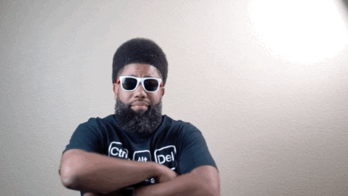 Black Wear Sunglasses Straight Face GIF