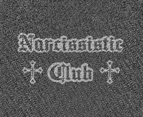 Black White Carpet With Northern Font and Cross