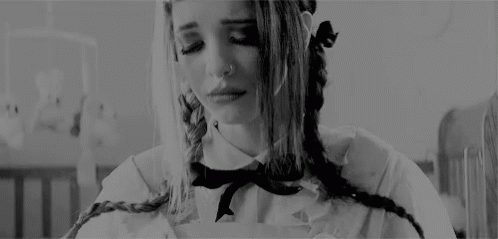 Black White Crying Girl With Braids Nose Ring
