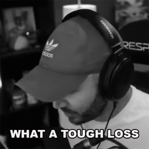 Black White Man Headphones Hat What a Tough Loss