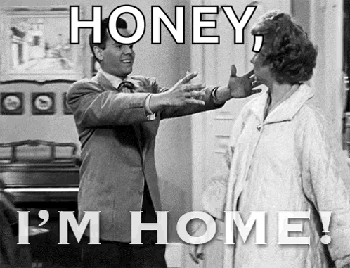 Black White Man Hugging Woman Honey I'm Home