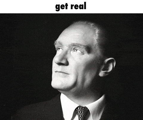 Black White Suited Man Saying Get Real
