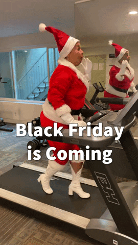 Black Woman Santa Running In A Treadmill GIF