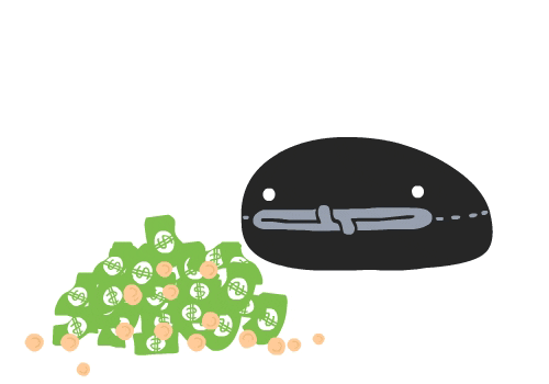 Black Worm Eating Money Flying GIF