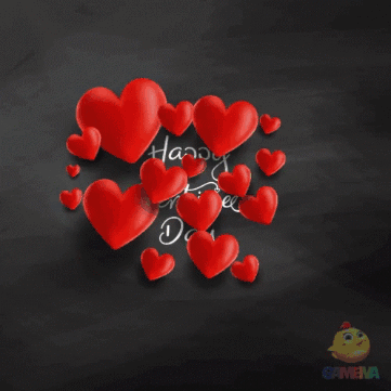 Blackboard With Red Hearts Happy Valentine's Day GIF