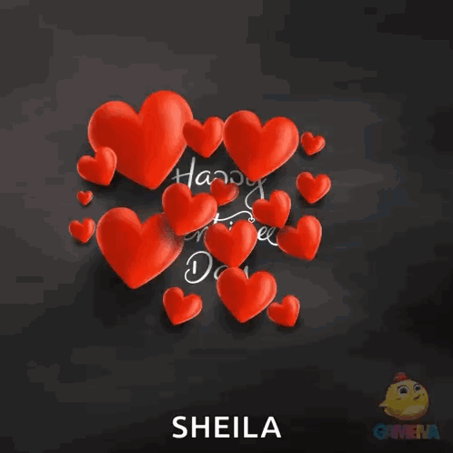 Blackboard With Red Hearts Happy Valentine Sheila GIF