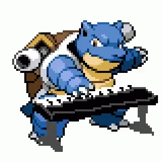 Blastoise Pokemon Playing Piano Pixel Art GIF